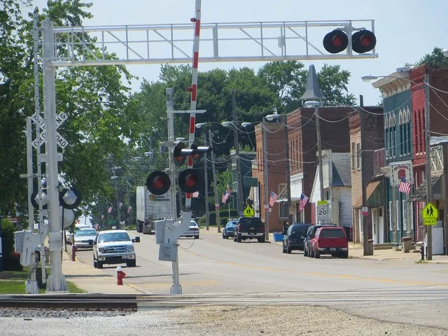 Main Street in Wyanet, Illinois.