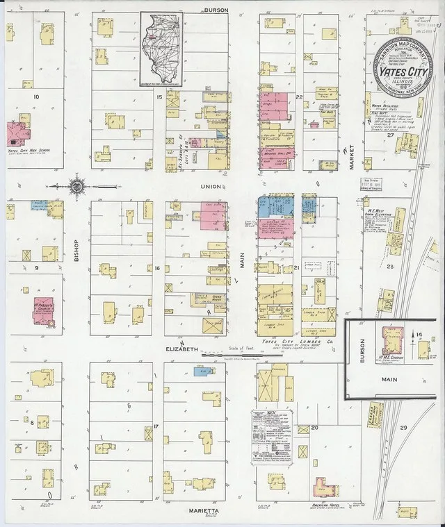 Sanborn Fire Insurance Map from Yates City, Knox County, Illinois, 1918, Plate 0001