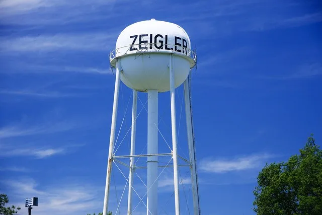 Water tower in Zeigler, Illinois, United States