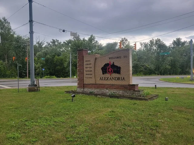 Brick Welcome to Alexandria sign