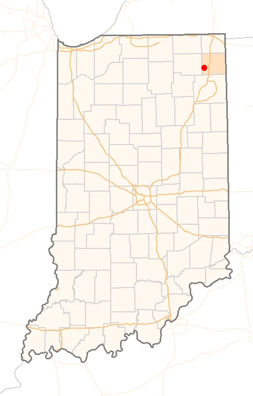 Red Dot map of Indiana, showing the location of Altona