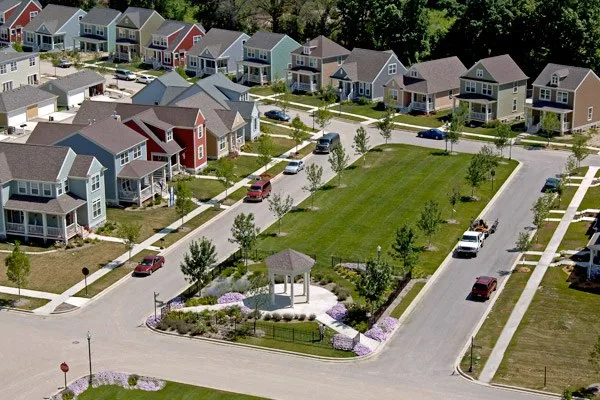 Arial photo of the Village in Burns Harbor subdivision entrance