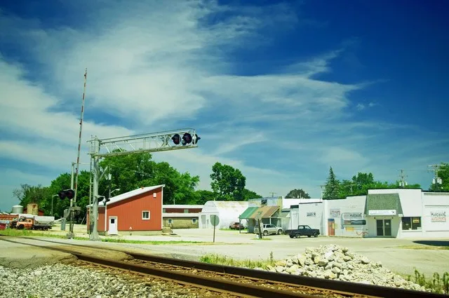 Businesses along Patterson Street in Cayuga, Indiana, United States.