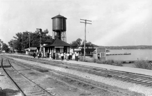 Railroad Depot and Water Tower, Cedar Lake, Indiana.