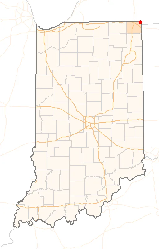 Red Dot map of Indiana, showing the location of Clear_Lake