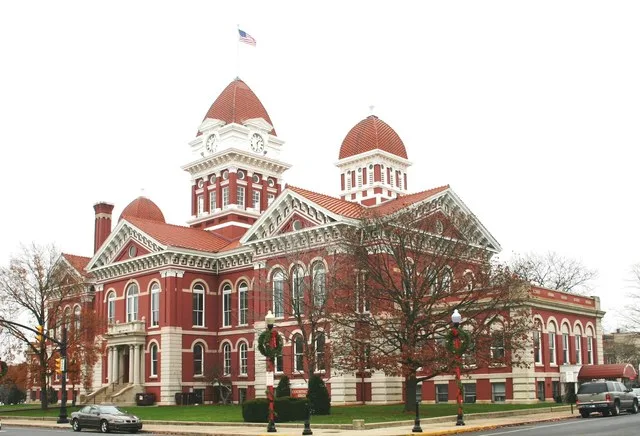 Crown Point Courthouse Square Historic District, Roughly bounded by Clark St., the alley east of Main St., Hack Ct., and Court St.; also roughly bounded by Robinson, East, Walnut...
