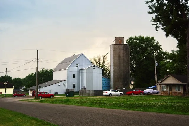 Schultz's Mill, a former flour mill in Elberfeld, Indiana, United States.