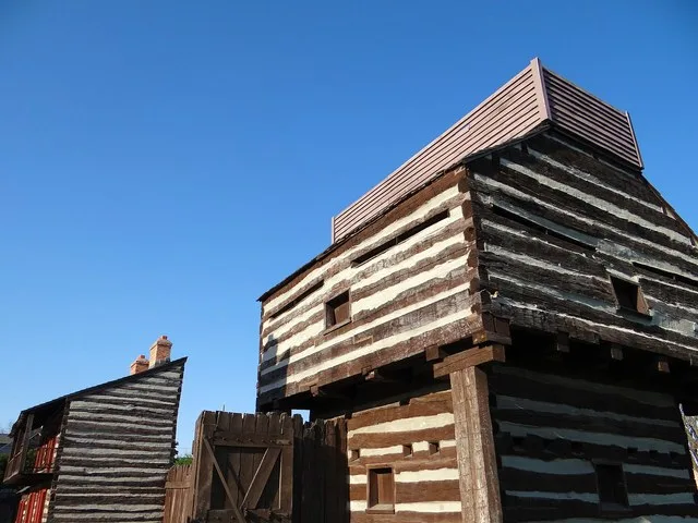 One of the blockhouses on the site of Historic Fort Wayne in Fort Wayne, Indiana.