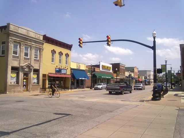 Main in downtown Hobart, Indiana, looking southeast