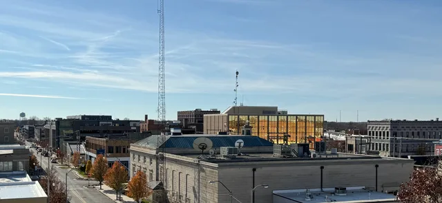 Kokomo skyline from mid-rise building looking south.