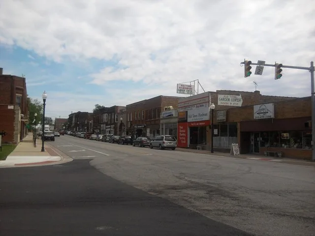 Commercial Avenue in downtown Lowell, Indiana, looking east