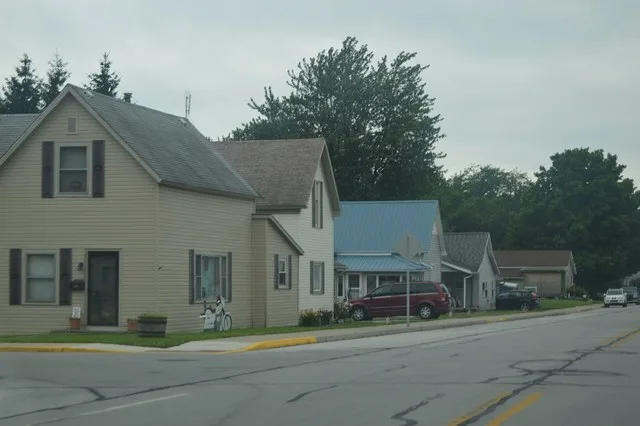 Houses on the southern side of Logan Street ( U.S. Route 224 ) west of Lee Street in the Huntington County section of Markle , Indiana , United States .