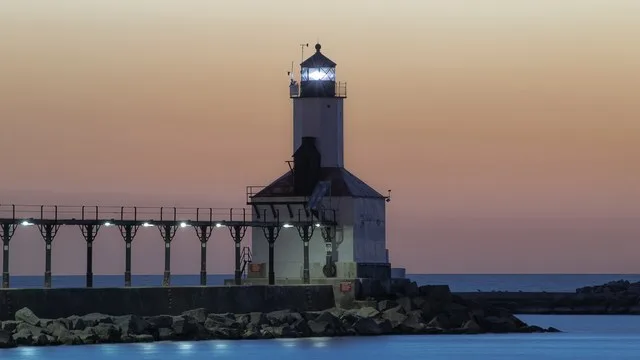 Michigan City East Pierhead Light Tower and Elevated Walk