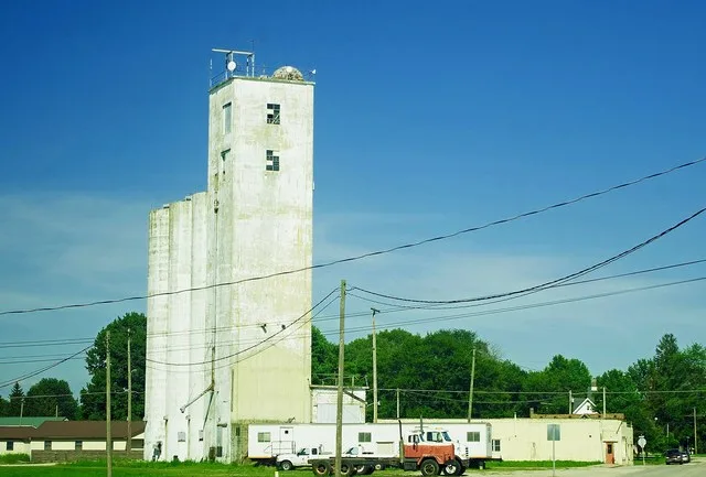 Grain elevator in New Market, Indiana, United States.