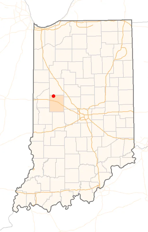 Red Dot map of Indiana, showing the location of New_Richmond