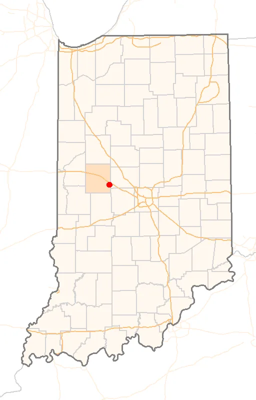 Red Dot map of Indiana, showing the location of New_Ross
