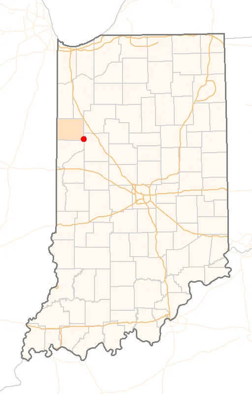 Red Dot map of Indiana, showing the location of Otterbein