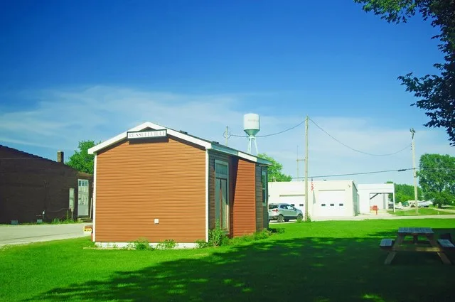 Former train station in Russellville, Indiana, United States.