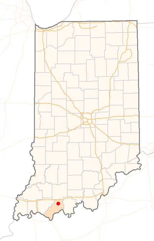 Red Dot map of Indiana, showing the location of Santa_Claus