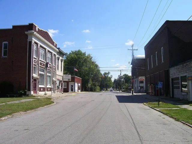 Downtown view of Spiceland, Indiana