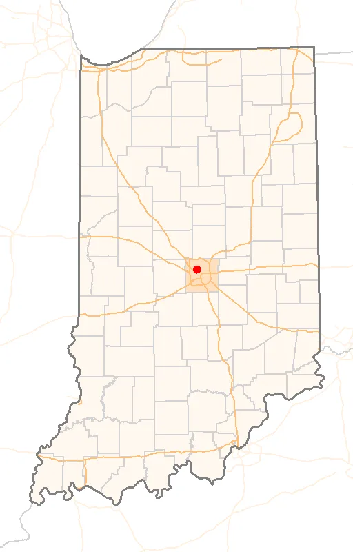 Red Dot map of Indiana, showing the location of Spring_Hill