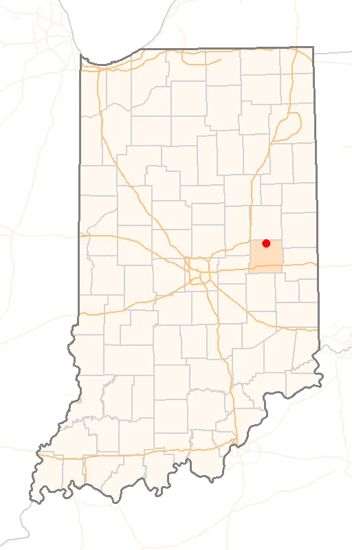 Red Dot map of Indiana, showing the location of Springport