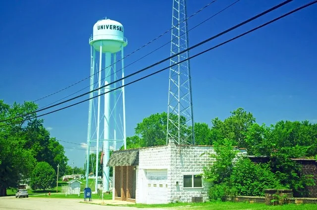 Water tower in Universal, Indiana, United States.