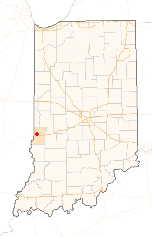 Red Dot map of Indiana, showing the location of West_Terre_Haute