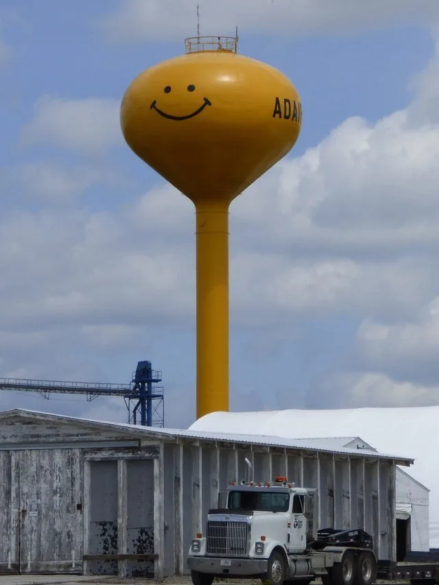 Water tower, Adair . Not my best photo, if someone has a better one of Adair, please replace. Sad to say that I took it from I-80. My apologies...