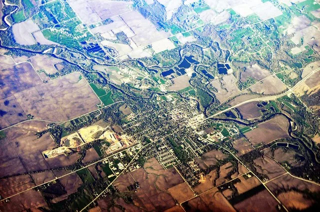 Aerial view of Adel, Iowa, USA.