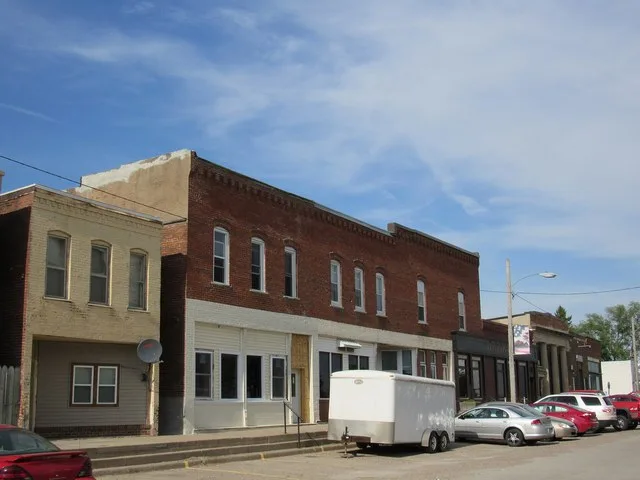 Buildings in the central business district of Ainsworth, Iowa
