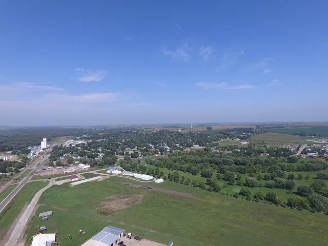 A majority of Akron, IA taken from the industrial park on the south edge of town.