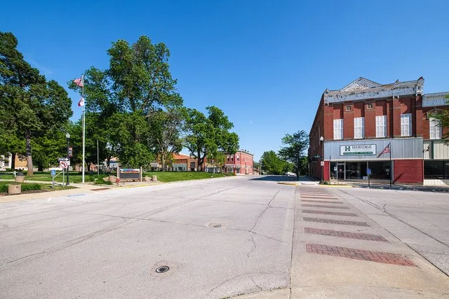 The town center of Audubon, IA.