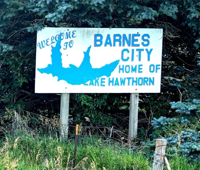 Barnes City, Iowa welcome sign