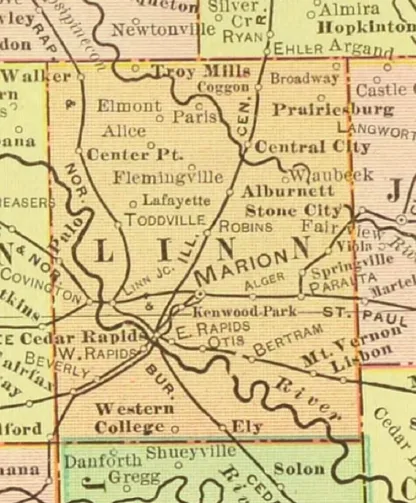 Linn County, Iowa - 1902 Cram's Modern Atlas
