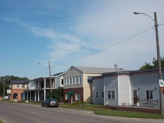 Front Street along the Mississippi River in Buffalo, Iowa.
