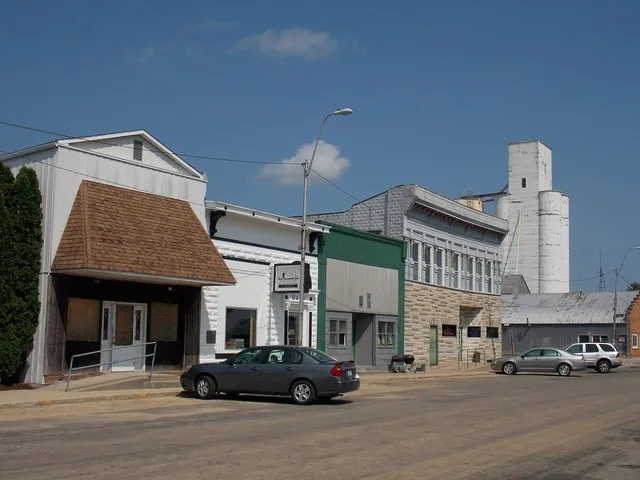 Buildings in the business district in Calamus, Iowa.