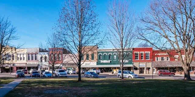 West side of the town square.