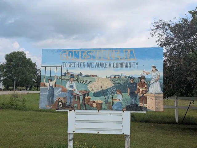 Conesville, Iowa, welcome sign