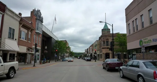 Water Street, downtown Decorah, Iowa , USA.