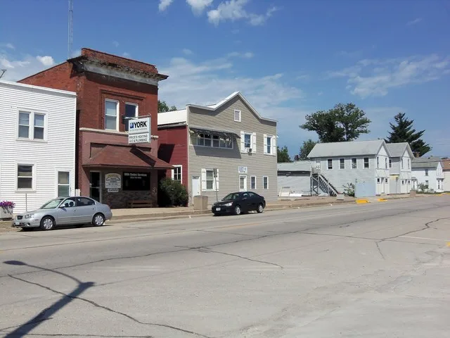 Buildings on the north side of Fifth Street in Durant, Iowa.