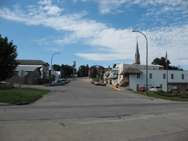 Earling Iowa view of main street looking North