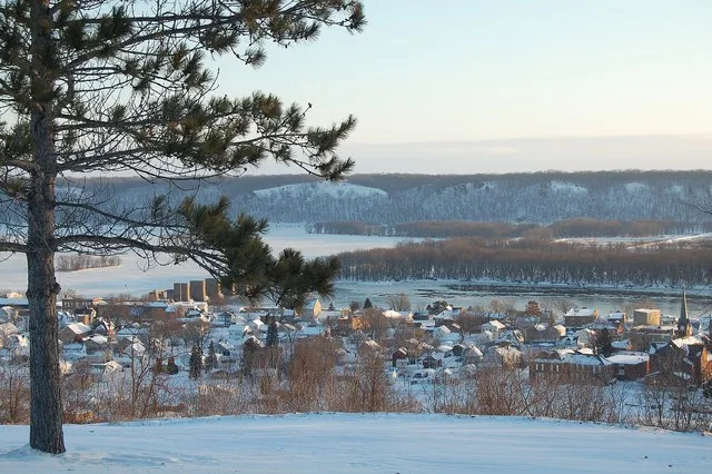 Guttenberg, Iowa, under a fresh blanket of snow.