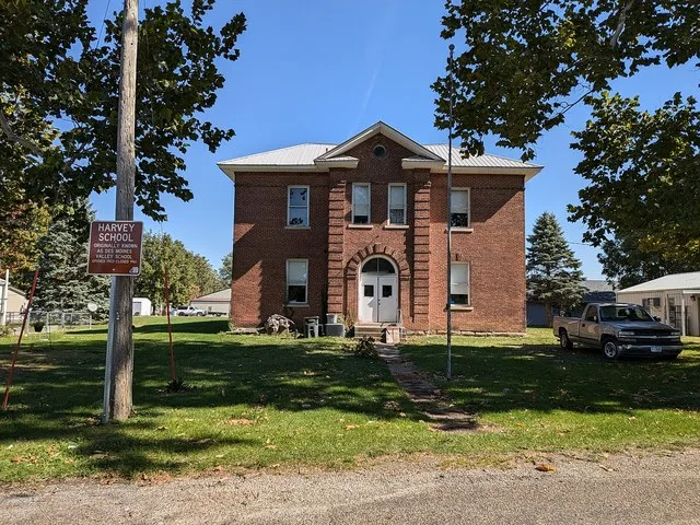 The old school in Harvey, Iowa