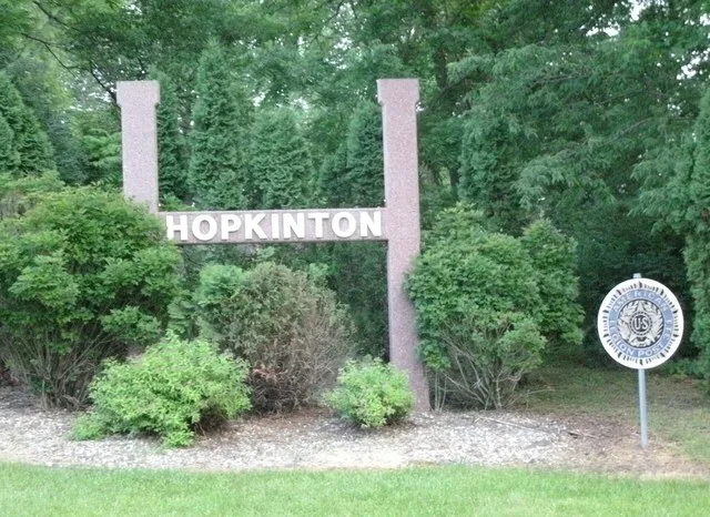 Welcome Sign Hopkinton, Iowa located on Iowa Highway 38 south of town.