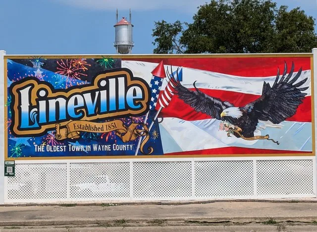 Lineville, Iowa, town sign
