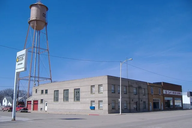 Water Tower and businesses from 3rd and Main