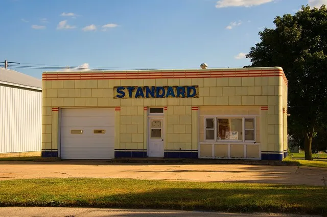 An old Standard Station in Ogden, Iowa.