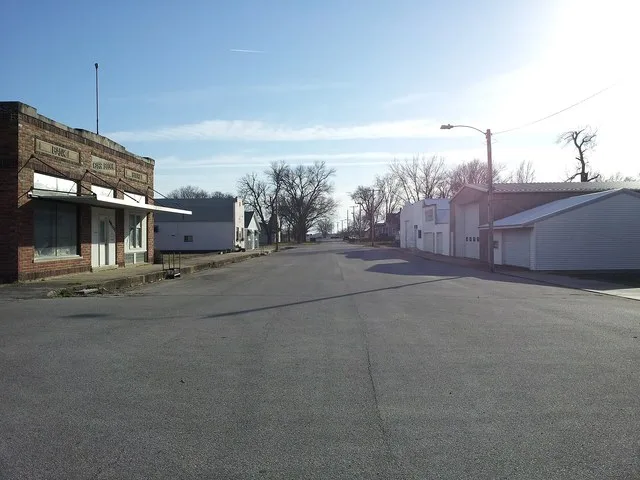 Looking north down Main Street of Popejoy.