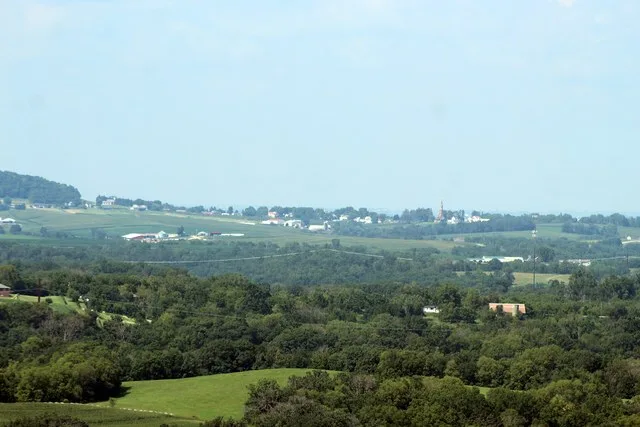 Distant photo of the Town of Sherrill Iowa facing the northeast direction.
